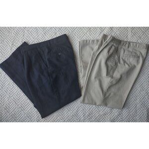 Bundle: Class Club Boys Khaki Navy Casual & Dress Pants Size 16 (h) Husky ~ EXC